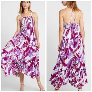 Free People True Purple Heat Wave Smocked Maxi Sun Dress Small Sundress